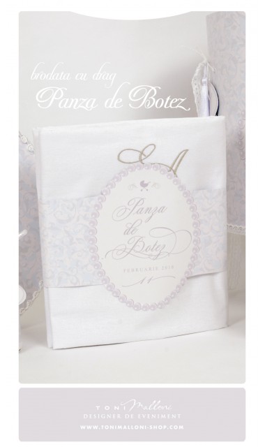 Trusou de botez pentru fetite vintage cu perle pastel, Rose Perls 8